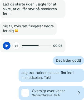 Eksempel på en chat mellem Anders og en klient.